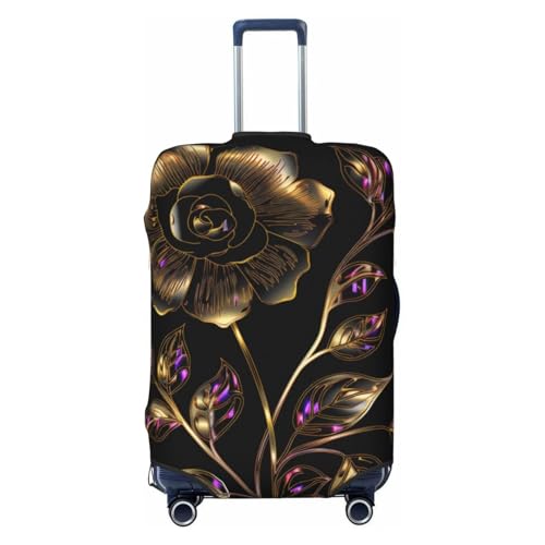 black and gold flowers Luggage Cover for Suitcase Tsa Approved, Washable Suitcase Protector Fits 18-32 Inch Anti-scratch Suitcase Cover Carry on Luggage Sleeve Travel Baggage Cover