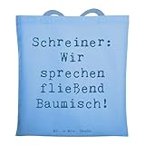 Mr. & Mrs. Panda Tote Bag Spruch Schreiner Baumisch - Geschenk, Tasche, Schreinerhandwerk, Berufe, Stofftasche, totebag, handgefertigt, Geschenke für Berufstätige, Wir sprechen fließend Baumisch!