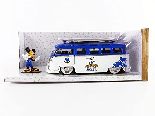 Jada Toys Disney Mickey And Friends 1:24 Volkswagen T1 Bus Die-Cast Car W/ 2.75" Mickey Mouse Figure, Toys For Kids And Adults #TOP1