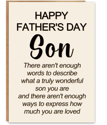 ATTLVV Heartfelt Fathers Day Card for Son, Meaningful Fathers Day Gift for Son, Printed Inside, with Kraft Envelope and Gold Seal Sticker