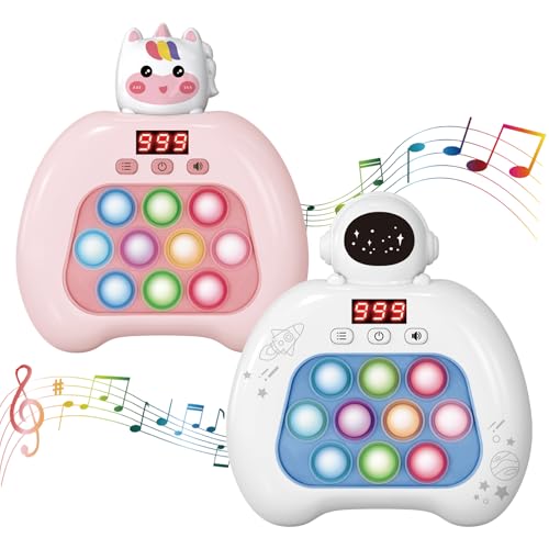 YOPYCCD - Electronic Pop It Game with LED Screen - 2-Player Online Bubble Pop Fidget Toy, Brain Training STEM Game for Kids 3-12, Anti-Anxiety Sensory Toy, Educational Birthday Gift for Boys Girls（Whtie）