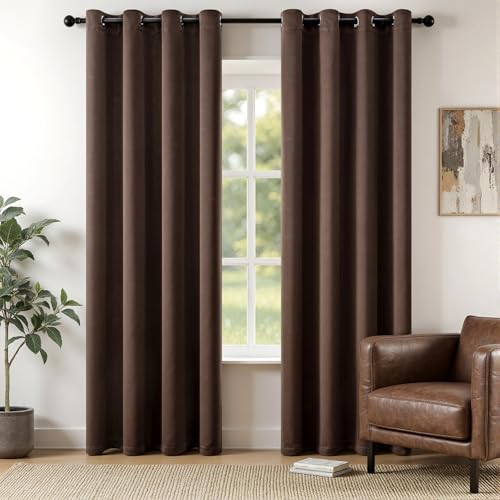 MIULEE Marron Chocolat Rideau Occultant Thermique Anti Chaleur 140x225 Lot de 2, Fenetre Rideaux...