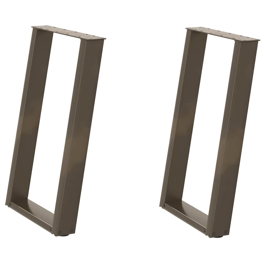 Gambe per Tavolo a Forma di U 2 Pezzi Acciaio Naturale 50x72-73 cm