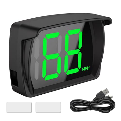 UIHRLM GPS Speedometer, Real-Time MPH Digital Speedometer with LED Large Font Display & USB Cable, Plug & Play Car HUD Heads up Display Gauges for Cars, Trucks, SUVs, Motorcycles Use