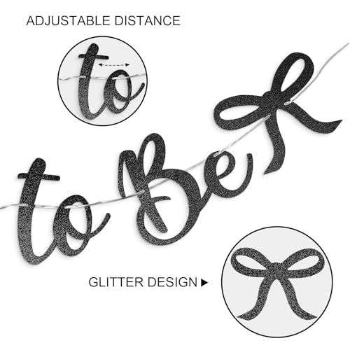 Image of Bride to Be Banner, Black Bride to Be with Bow Glitter Bachelorette Banner