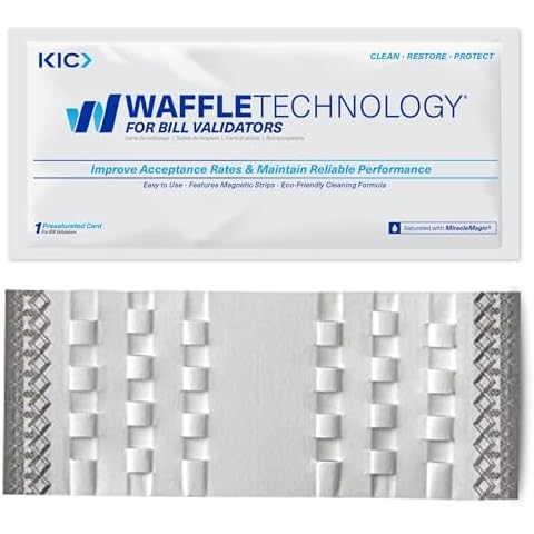 Waffletechnology KICTeam Cleaning Cards for Bill Acceptors (15 Cards) - Includes Magnetic Stripe for Universal Acceptance - Presaturated with MiracleMagic Cover
