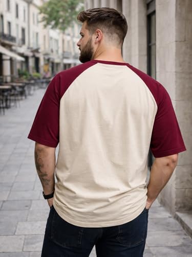 Image of Veirdo Men's 100% Pure Cotton Half Sleeve Plus Size Printed T-Shirt with Raglan Sleeve Stylish Comfortable & Durable Tees (Sizes: 2XL to 5XL)