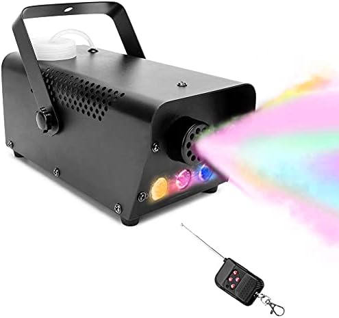 500W Fog Machine, Smoke Machine Fogger Effect RGB LED Light Effect with Remote Control for DJ Stage Parties Weddings Churches Bars KTV (Black)