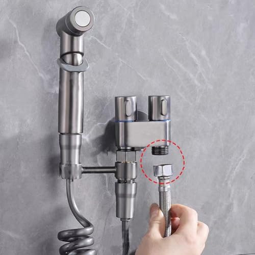 babominimer Hygienisches Hand-WC-Bidet-Sprüh-Set mit Doppelauslass-Kupfer-Winkelventil, ABS-Duschkopf für Badezimmer, persönliche Reinigung, Baby-Windel-Spray, Haustier-Washi (Winkelventil)