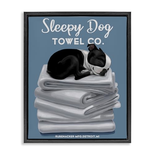 Vintage Sleepy Dog Towel Co Laundry, 17 x 21 Inch Canvas in Floater Frame