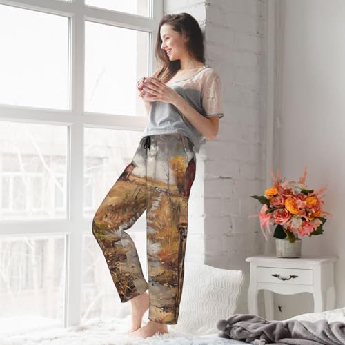 Pantalon de pyjama en polyester doux femme ample confortable imprimé - 7