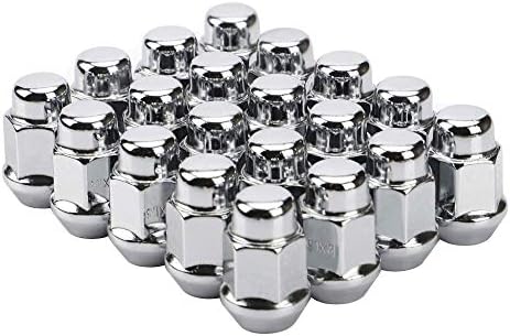 20PCS 1.4 inch Chrome 1/2-20 Closed End Bulge Acorn Lug Nuts - Cone Seat - 19mm Hex Wheel Lug Nut for Bronco Cherokee Liberty Mustang Ranger Explorer YJ TJ KJ KK ZJ WJ WK XK MJ XJ Aftermarket Wheels