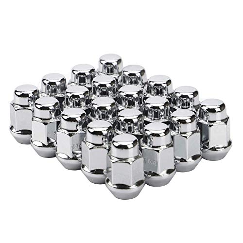 20PCS 1.4 inch Chrome 1/2-20 Closed End Bulge Acorn Lug Nuts - Cone Seat - 19mm Hex Wheel Lug Nut for Bronco Cherokee Liberty Mustang Ranger Explorer YJ TJ KJ KK ZJ WJ WK XK MJ XJ Aftermarket Wheels by FLYCLE - Used condition - US$16.61