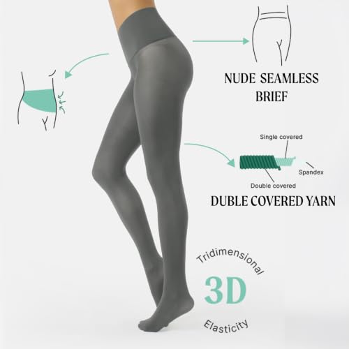 Image of CALZITALY Seamless Tights, 50 DEN High-Waist Pantyhose with no seams, Multi Color Opaque Tights - S, XXL, Italian Hosiery