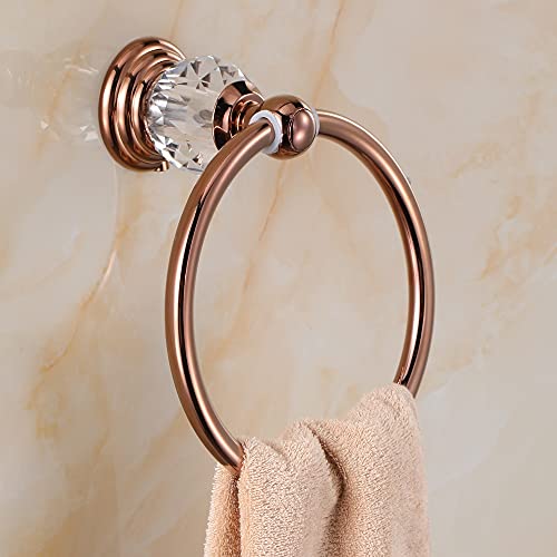 Zinc Alloy Crystal Towel Ring Retro Rose Gold Towel Holder Wall Mounted Hand Towel Rack Bathroom Accessories (Rose Gold, Towel Ring) #TOP1