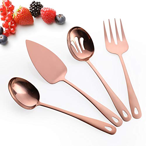 OGORI 4-Piece Stainless Steel Hostess Serving Utensil Set Copper