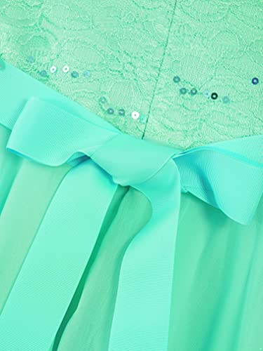 renvena Kids Sleeveless Lace Shiny Sequins Chiffon Flower Girls Dress Princess Wedding Pageant Birthday Party Gown4
