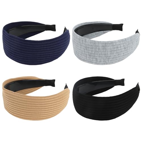 ACO-UINT 4 Pack Wide Non-Slip Thick Headbands For Women's Hair With Teeth - Fashion Hair Accessories