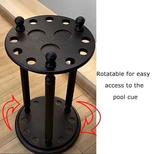 Support de queue de billard rotatif bois 9 trous porte-queues de billard circulaire sol - 6