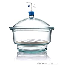 BOROSIL 3083045 Desiccator Vacuum, Stopcock with Ptfe Spindle and Porcelain Plate, 300 mm, Borosilicate, 250 Mm fl. oz., Borosilicate GLASS