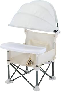 TINSY Kids Beach Chair with Detachable Umbrella & Carry Bag | Portable Folding Toddler Friendly Design | Outdoor Chair for Beach, Park & Travel | Compact Booster Seat for Kids (Up to 12 kg, White)