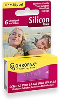 OHROPAX Silikonowe zatyczki do uszu, 1 x 6 sztuk, wielokrotnego użytku, wykonane z przyjaznego dla skóry silikonu, do ochrony przed wodą podczas pływania, przed hałasem i wiatrem