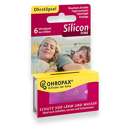 OHROPAX Silicon PINK Ohrstöpsel 1x6 Stück - Wiederverwendbare Vor-Ohr-Stöpsel aus hautfreundlichem Silikon - Zum Schutz vor Wasser beim Schwimmen vor Lärm und Wind