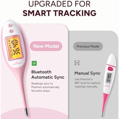 Easy@Home Bluetooth Basal Thermometer: Smart BBT for Ovulation with Large Backlit LCD Screen, 1/100th High-Precision Tracker & 30-Reading Memory | Compatible Premom App | EBT-770 - 5