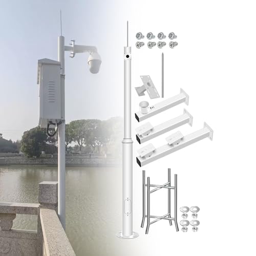 Poteau pour caméra de sécurité blanc 350 cm pour éliminer les angles morts de votre extérieur