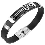 LALADEFIEE Pulsera para Hombre Dije de Cruz de Metal Negro, Diseño Vintage, Resistente y Duradero, Accesorio Adecuado para Uso Diario, Fiesta y Obsequio Original, Pulsera Colgante Cruz