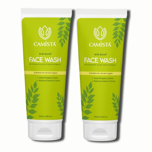 Image of Anti Acne Face Wash with Neem, Aloe Vera, Green Tea Extract & Tea Tree Oil | Gentle Oil Control & Pimple Removal | Natural Cleanser for Acne-Prone Skin, For Men & Women- 100ml (Pack of 2)
