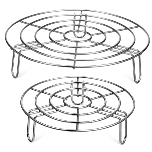 DECORNIJIA 2個 ステンレス製蒸し台 丸型安定三脚設計耐錆蒸しラック 鍋用圧力鍋対応均一加熱蒸し器スタンド