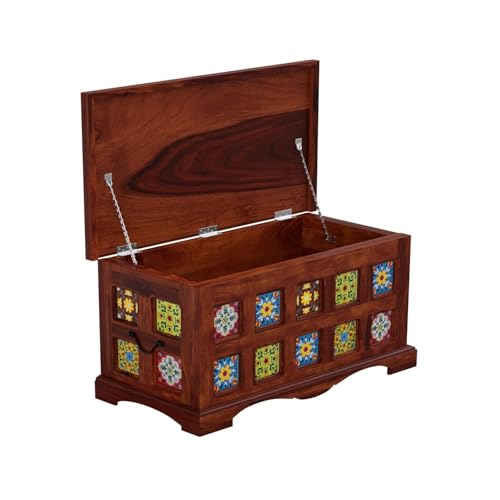 Image of Amazon Brand - Solimo Starlore Solid Sheesham Wood Trunk, Honey Finish