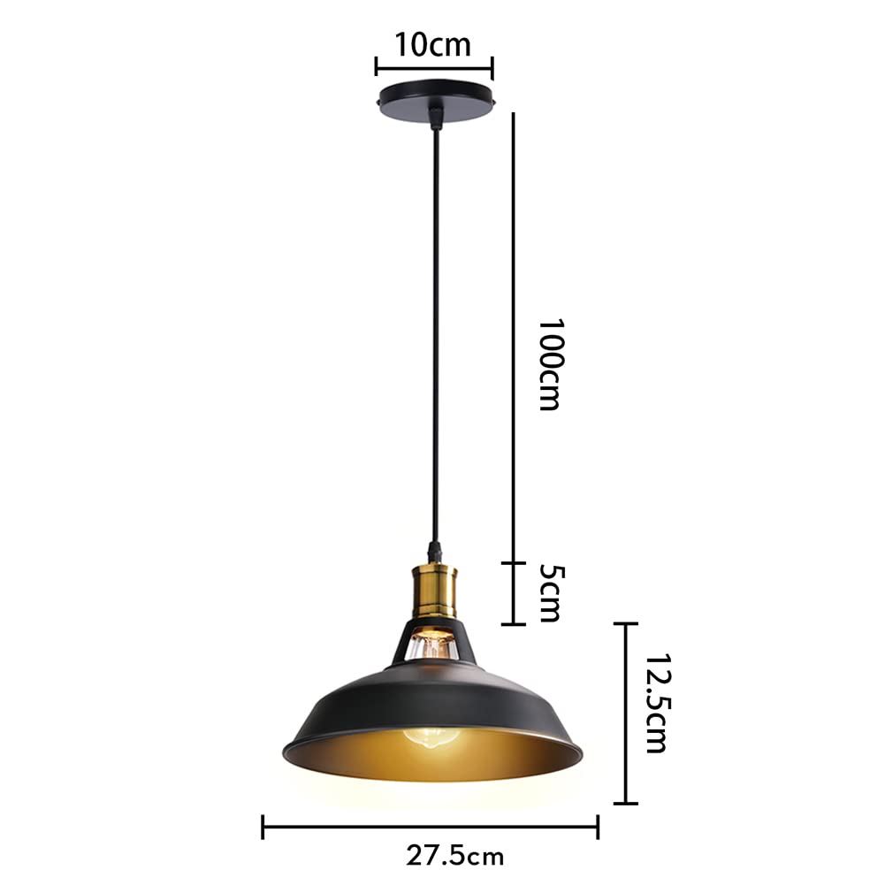 Lot De 3 Suspensions Luminaires Vintage STOEX - Métal 27cm, Corde Ajustable 100cm | Culot E27