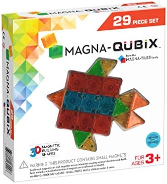Magna-Qubix 29-Piece Clear Colors Set - The Original, Award-Winning Magnetic 3D Building Shapes - Creativity and Educational - STEM Approved