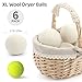 Wool Dryer Balls 6 Pack, Natural Fabric Softener, Dryer Balls Laundry Reusable, Reduces Clothing Wrinkles and Saves Drying Time (White)