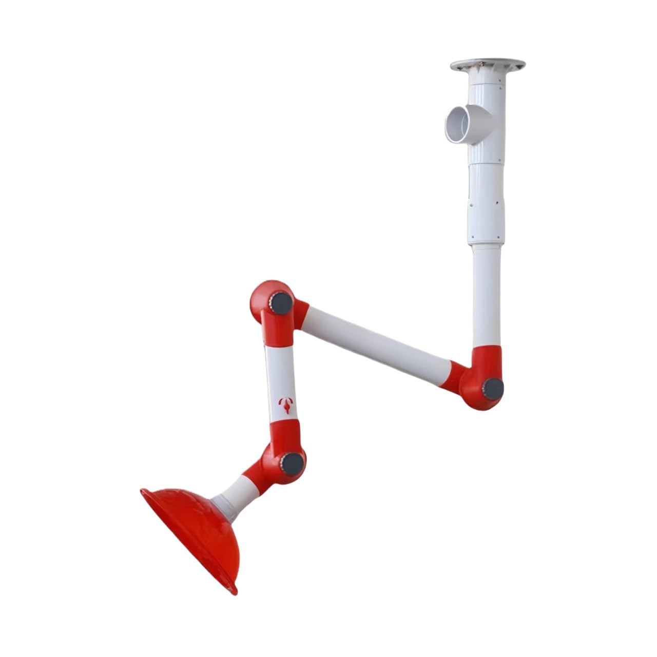 Brazo extractor de humos de 3 secciones ajustable PP campana de escape colección de gas montaje en techo de laboratorio móvil rojo blanco gris (rojo)