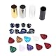 RiToEasysports Das Gitarrenzubehör-Kit enthält Gitarren-Slides, Celluloid Picks und Finger Picks mit Aufbewahrungskoffer für den Gitarristen Leistungszubehör