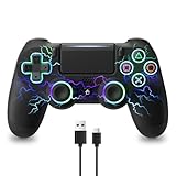 PS4 コントローラー ワイヤレス 無線/有線 ホール効果スティック 背面ボタン RGBライト TURBO連射 振動調整 1000mAhバッテリー ジャイロセンサー搭載 3.5mmイヤホンジャック P3/P4/P4 Pro/Slim/PC/スマホに対応 ブラック