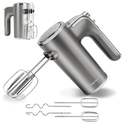 Aigostar Hand Mixer Electric Whisk 400W Handheld Mixer for Baking Egg Cake Cream with 5 Speeds and Turbo Boost,Ejection Button, Stainless Steel Beaters and Dough Hooks for Food Beater - Adela 30XQA