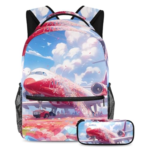 Sac à dos ado multicolore grand format 29.4x20x40cm ensemble cartable et trousse