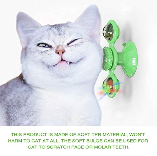 Moulin à vent interactif pour chat vert avec ventouse et herbe - 3