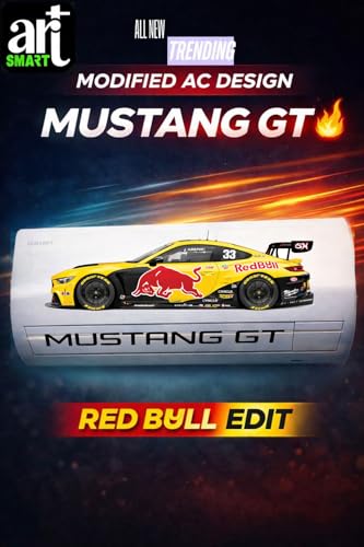 Image of Art Smart Mustang GT Racing Car Air Conditioner Sticker, High Quality Vinyl, HD Gloss Finish, 24 Inches, for Indoor (Yellow)