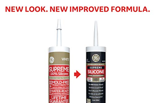 GE Sealants & Adhesives Supreme Silicone Kitchen & Bath Sealant, 10.1oz, Almond - image 3