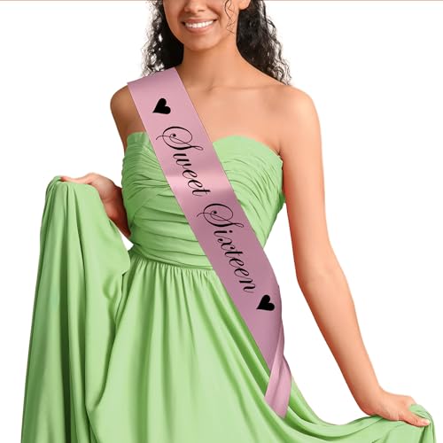 Sweet Sixteen Sash Sweet 16th Birthday Sashes Accessory - Baby Pink3