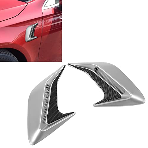 Hood Side Air Vent Trim, Self Adhesive Weatherproof Side Air Flow Sticker Anti Rust 2Pcs For Car Modification (Silver) #TOP1