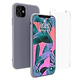 OWM Funda iPhone 11 de Silicona + [Protector de Pantalla de Cristal Templado] Funda Protectora Antigolpes de Goma Tipo Gel Carcasa iPhone 11 con Interior de Microfibra Suave (2019) - Azul Marino