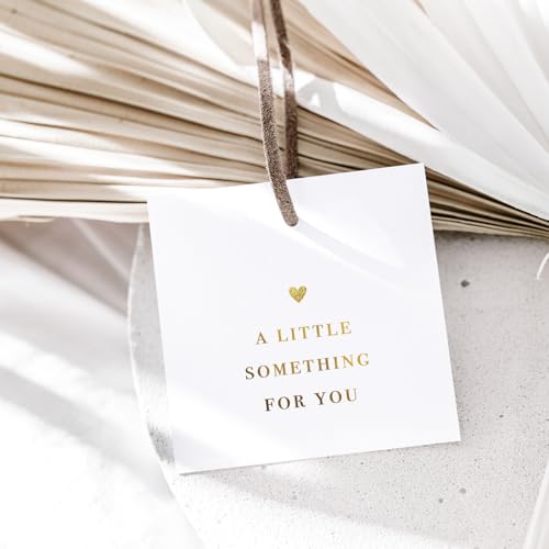 50 Gold Foil Thank You Gift Tags by ThreeKin, 2.5\" x 2.5\" Elegant Pre-Punched Hole Hanging Tags for Gifts & Favors - Perfect for Weddings, Baby Showers, Parties, Holidays, Anniversaries, Celebrations - Thumbnail 6