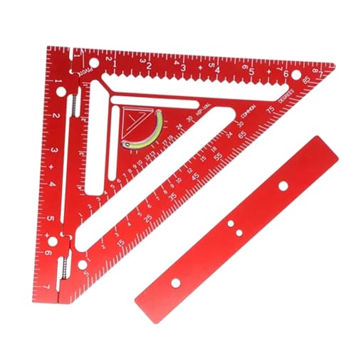 Rafter Square Tool Aluminum Alloy, Triangular Layout Measuring Tool with Jig Block, Red - Accurate Angle Measurement, Ergonomic Design, Ideal for Carpentry and Woodworking - Image 7
