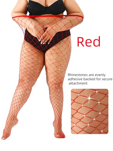 Image of Plus Size Fishnet tights Glitter stockings Sparkly Pantyhose Leggings for women-Big Mesh